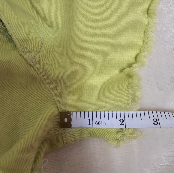 Roxy Denim Stretch Neon Green/Yellow Carnival Raw Hem Frayed Shorts Women's 7 - Picture 5 of 10